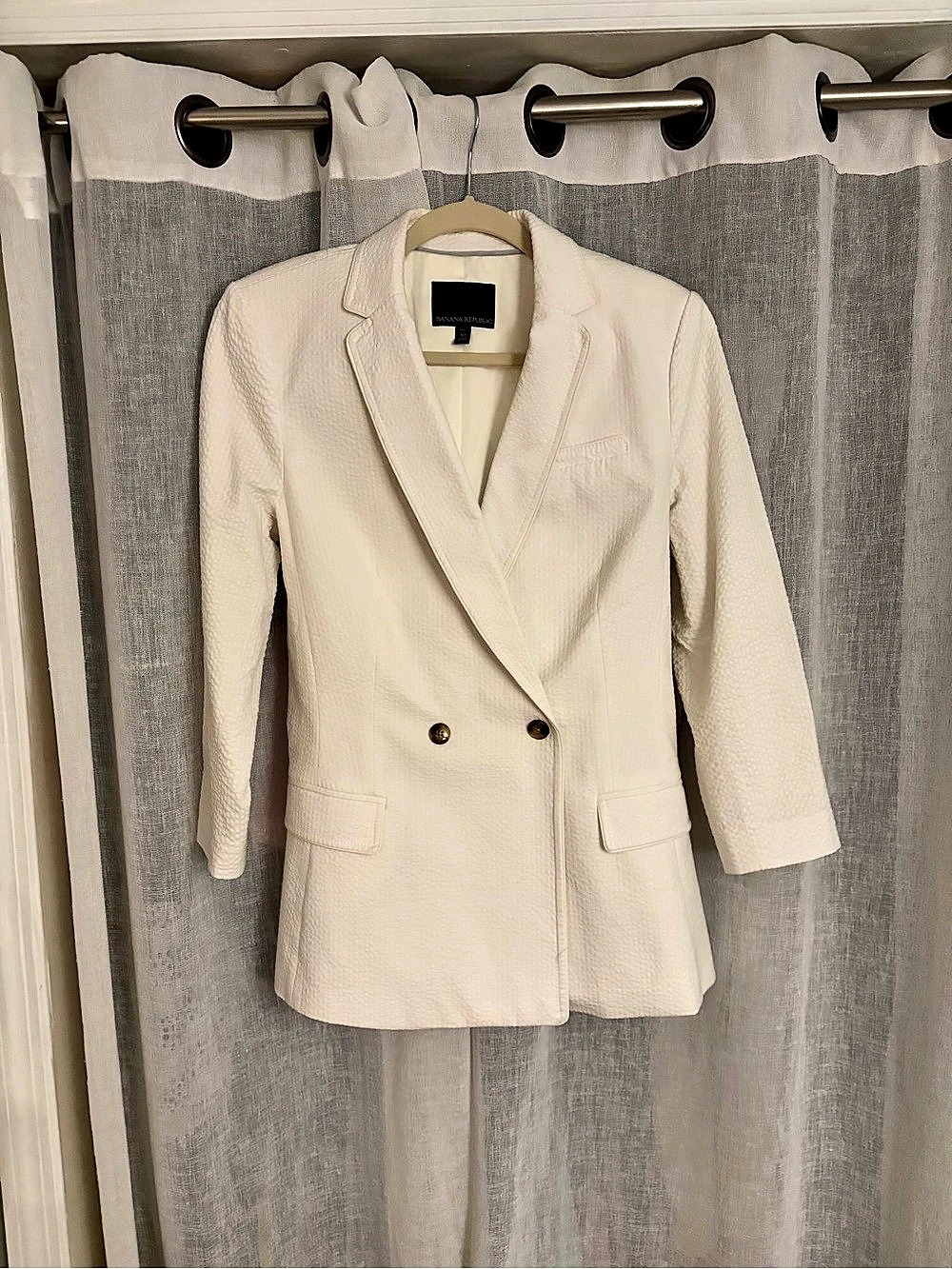 Banana Republic Women’s Tall 10 Ivory Textured Double Breasted Blazer Jacket45